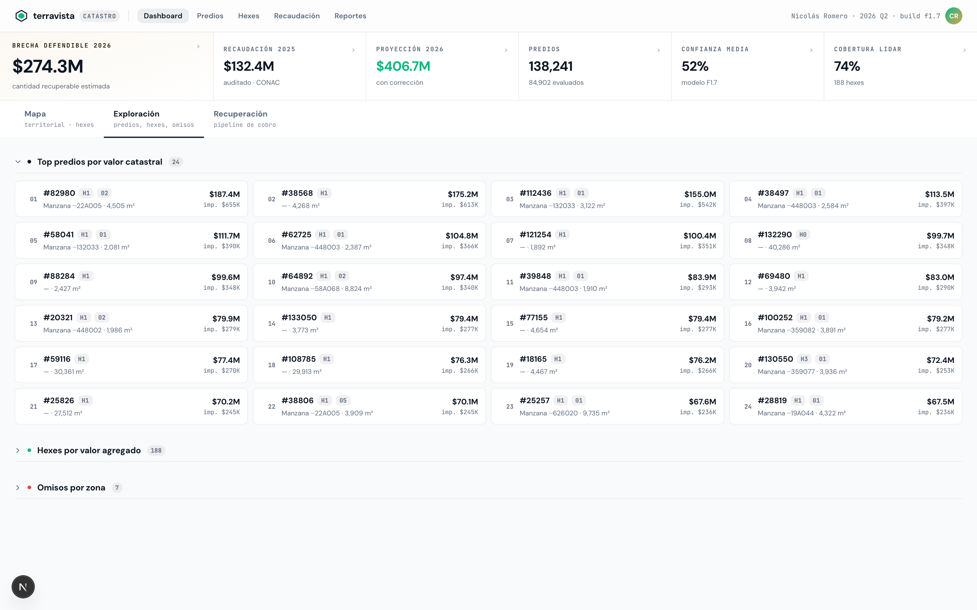Exploración por predio
